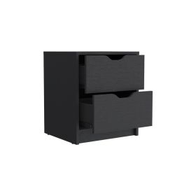 Nightstand Gandu, Two Drawers, Black Wengue Finish